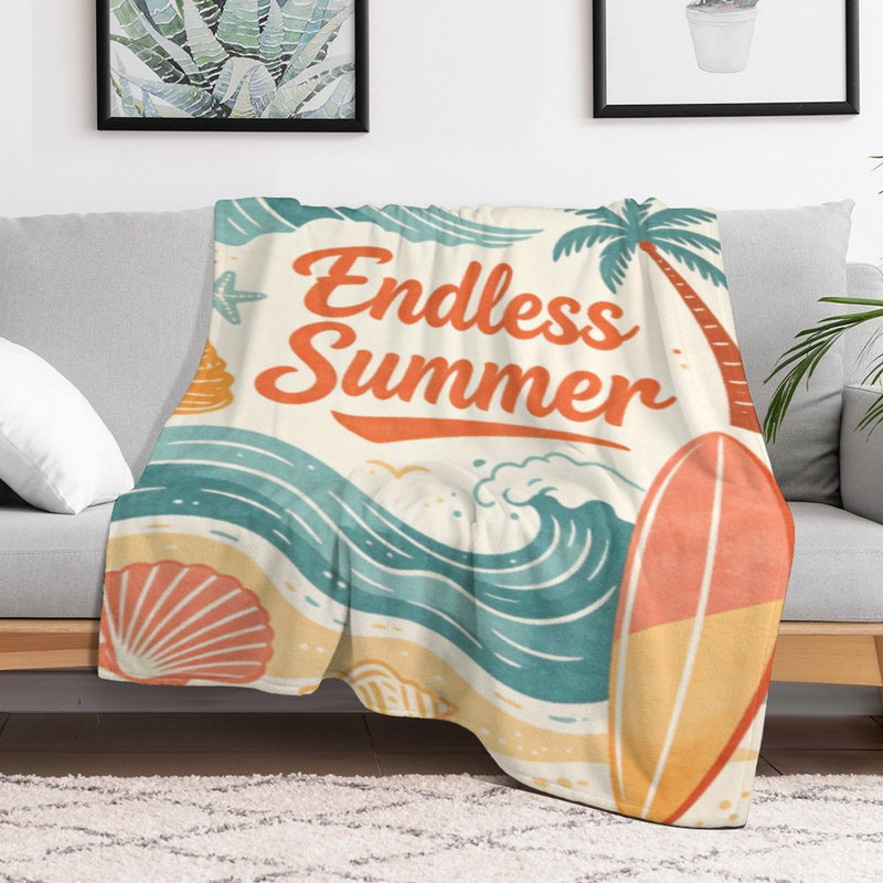 Jeté en flanelle de luxe sans fin, surf et vagues de plage, 40 po x 50 po