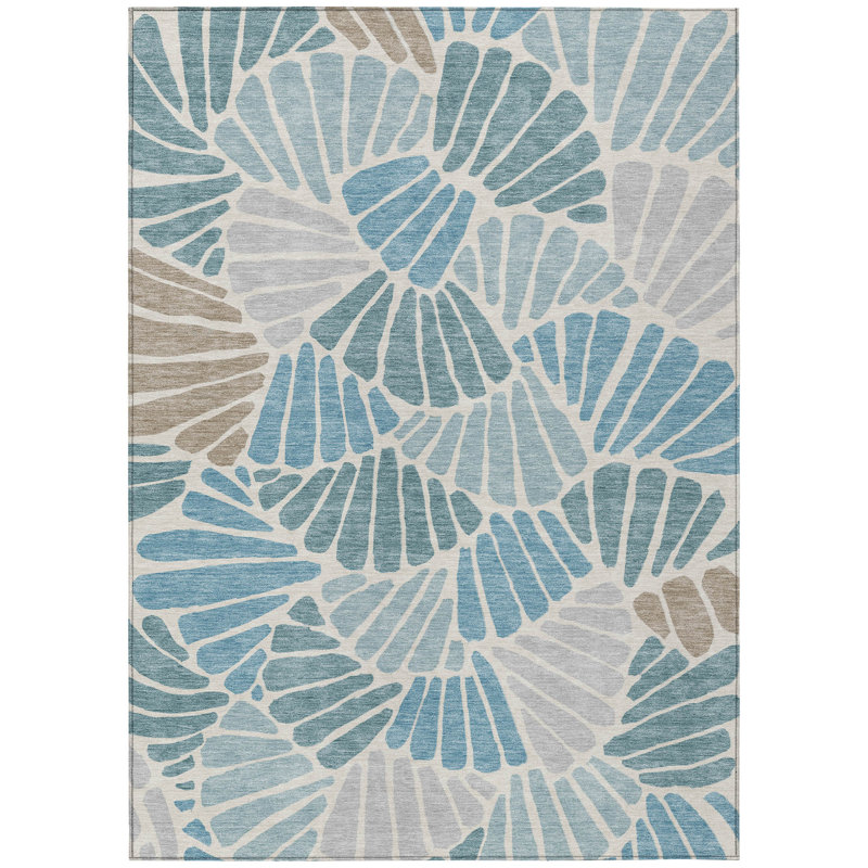 Machine Washable Indoor/Outdoor Jozwiak ACN2384 Floral Rug, Rectangle 10' x 14'