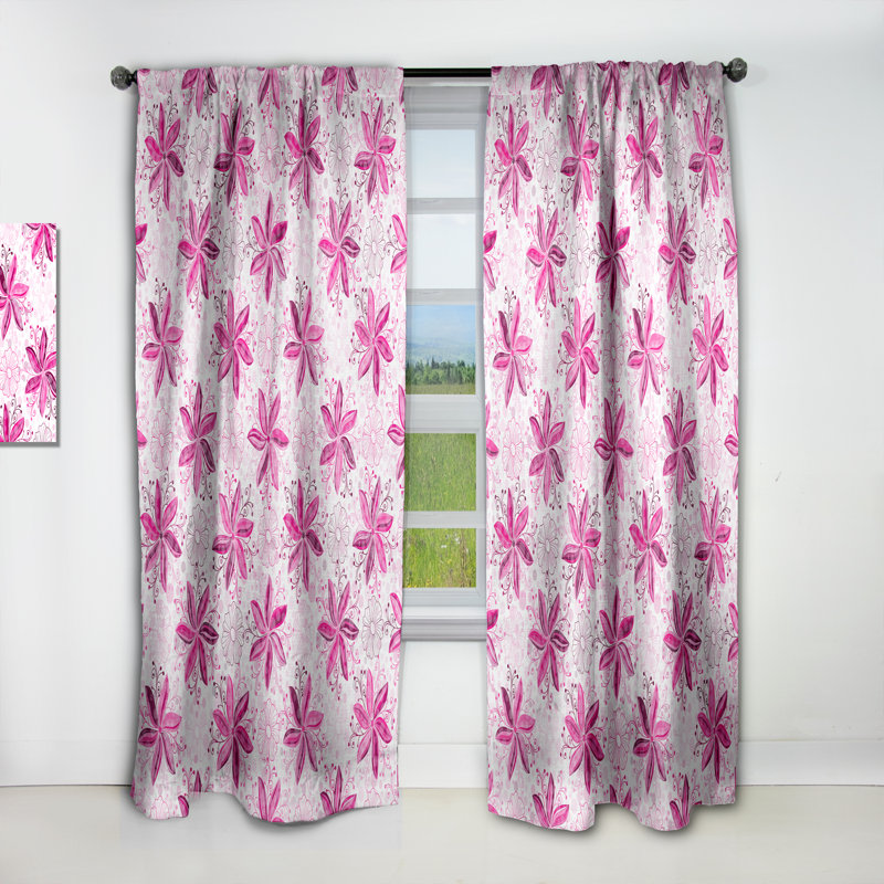 Rideau simple occultant rétro motif floral rétro Mid-Century, L 52 po x L 90 po