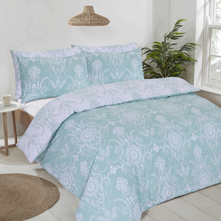 NightComfort Damask Baroque Soft Duck Cotton Rich Duvet Cover Set with Pillowcase