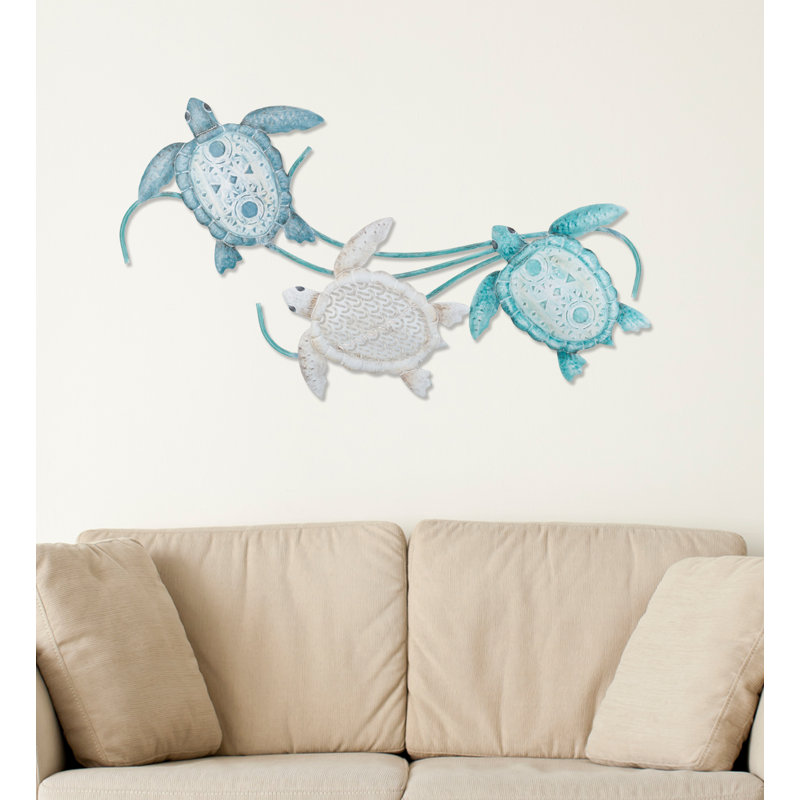 17 Inch 3 Sea Turtle Wall Decor Metal Wall Décor Standard