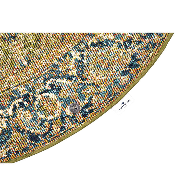 Funky Flatweave Green Rug, Round 160cm
