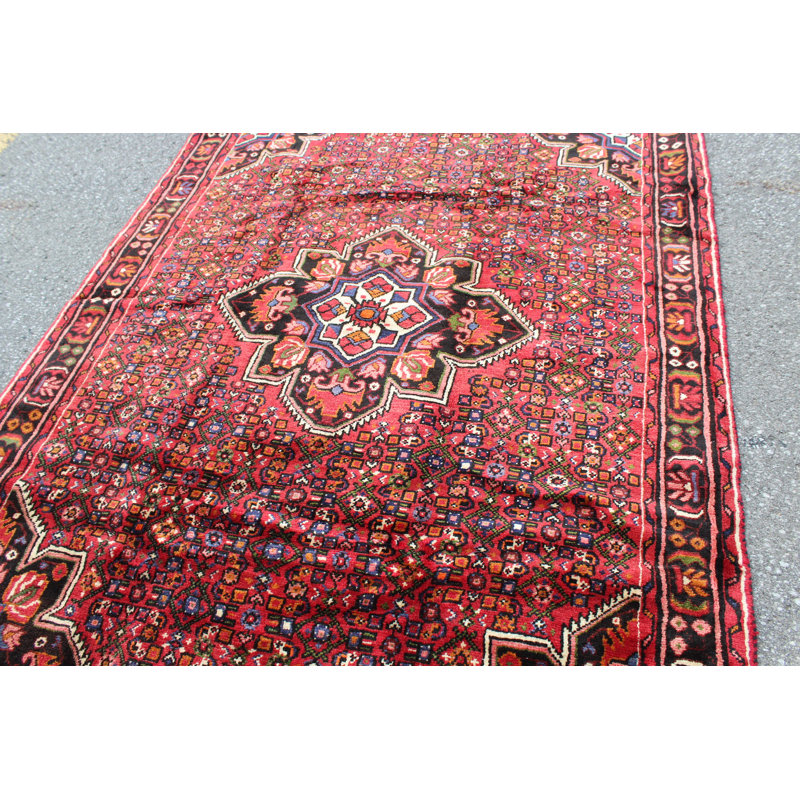 Tapis rose noué à la main noir 5X7