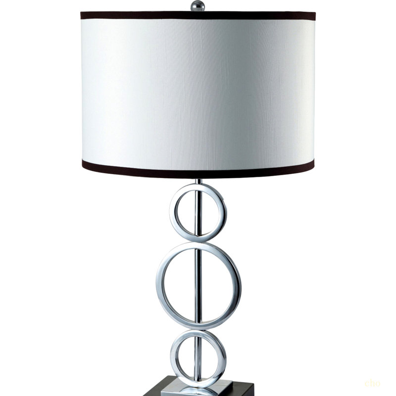 29" Tall Metal Table Lamp With Ring Style, Round Shade