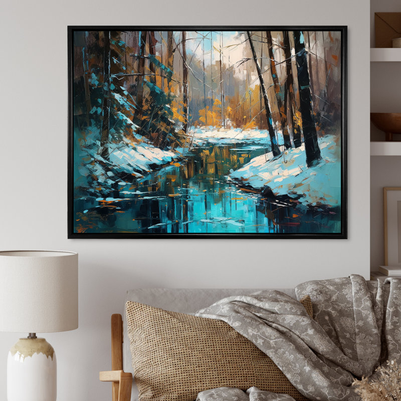 Wintery Forest II - Imprimé, H 12 po x l 20 po x P 1 po, Cadre flottant noir