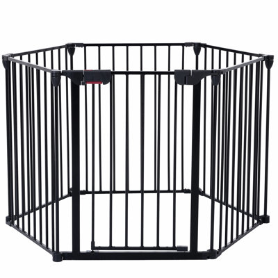 150" Adjustable Metal Gate. 6 Panels Play Yard Fence For Christmas Tree, House, Stairs, Fireplace. Configurable Gate Stairs. Adjustable, House