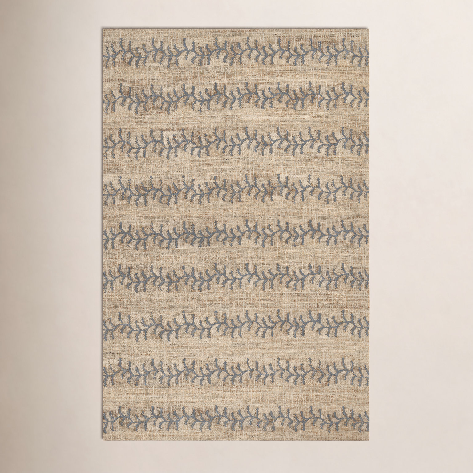 Adoria Blue Hand-Woven Striped Jute Rug, Rectangle 3'6" x 5'6"