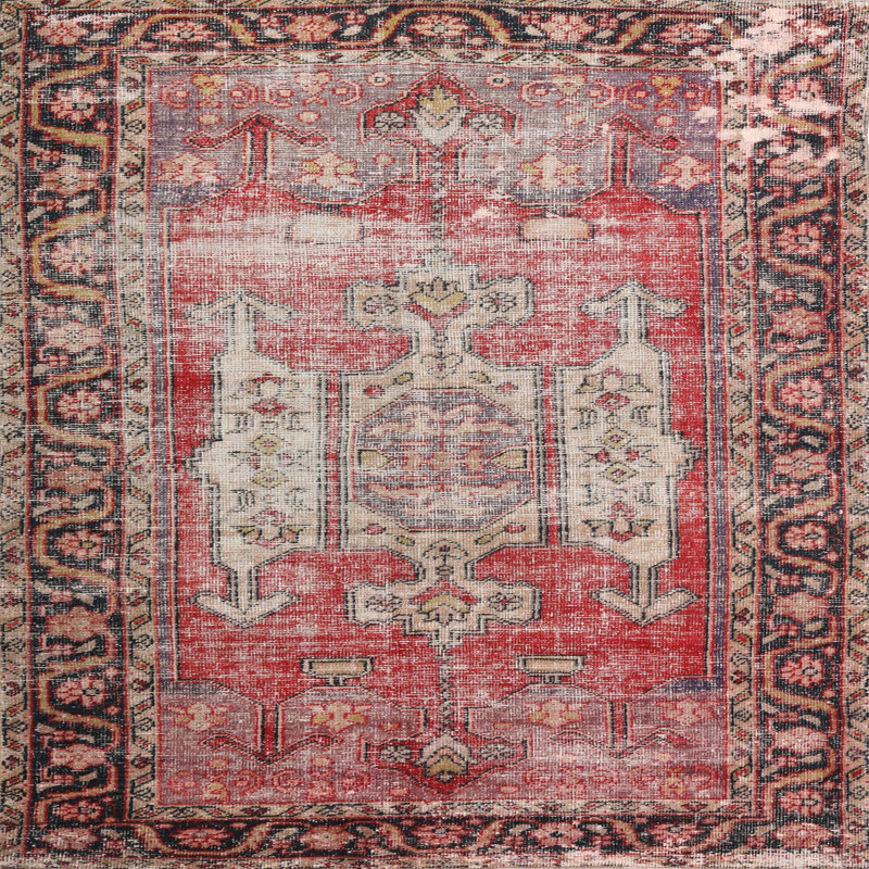 Tiphonnet Performance Wool Oriental Indoor Rug, Square 6'