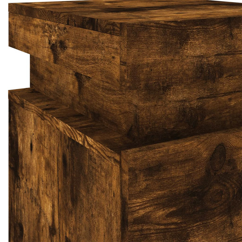 Oakhur 35cm W Manufactured Wood Bedside Table, Smoked Oak