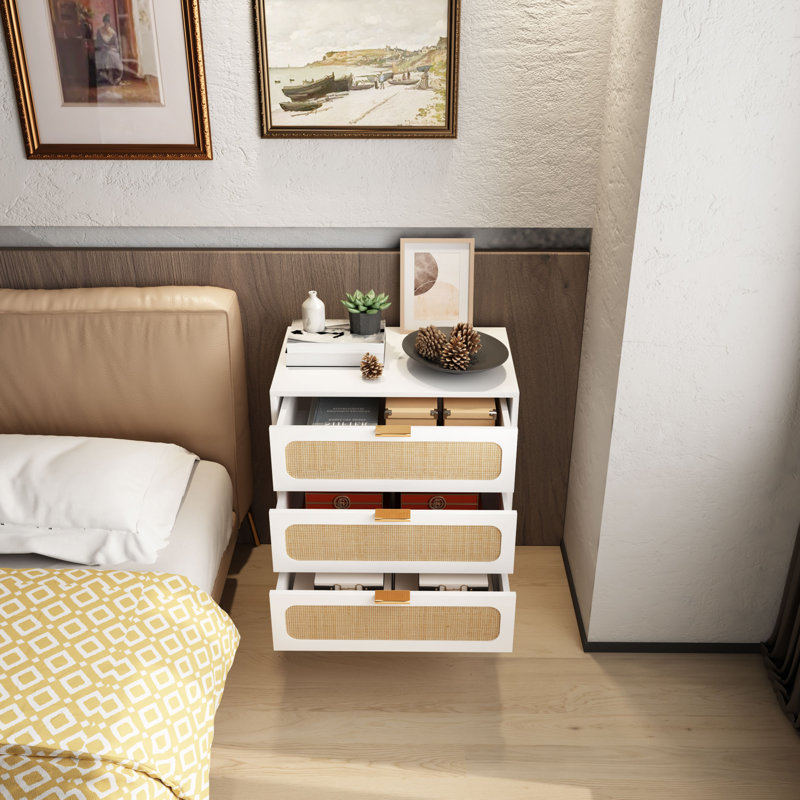 Table de chevet en bois manufacturé Chamblin, Blanc