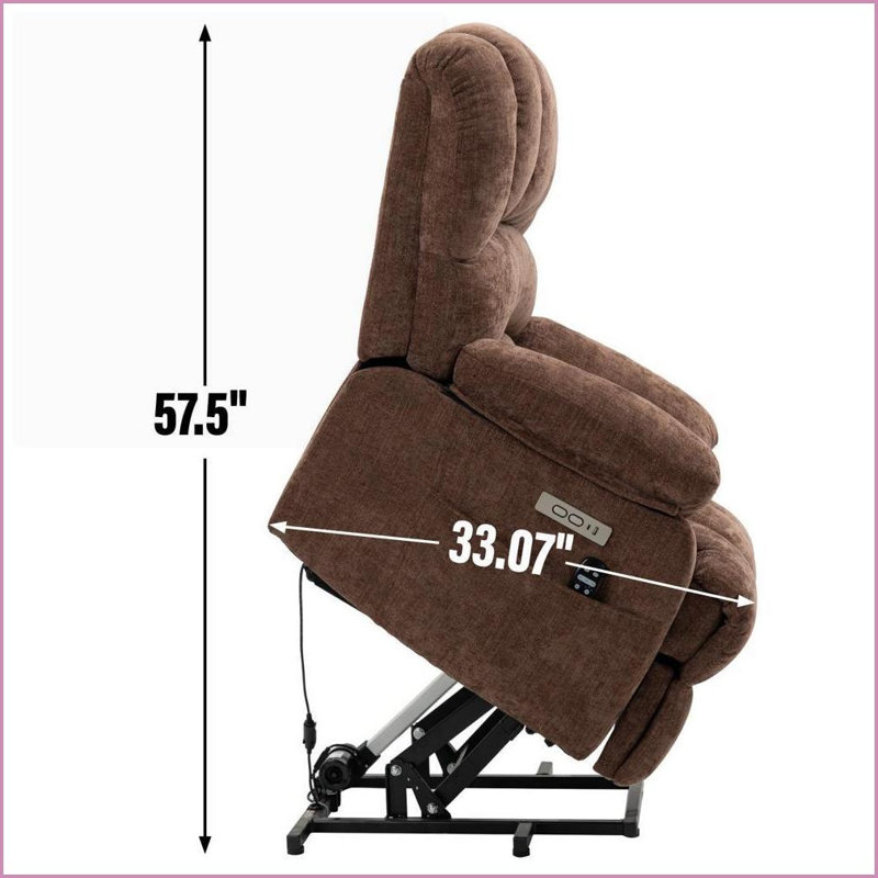 Fauteuils inclinables avec lève-personne électrique, massage à 8 points Chaleur lombaire surdimensionnée | Chenille | Brun
