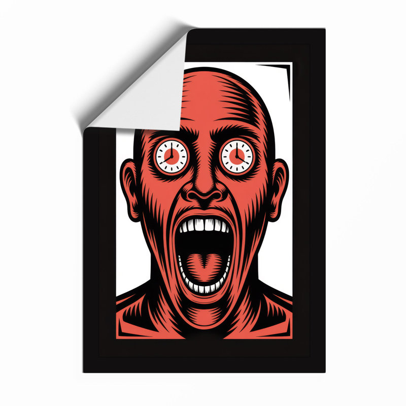 Skull With Clock Eyes Industrial - Print, Unframed, A4 - 29.7 x 21.0 cm