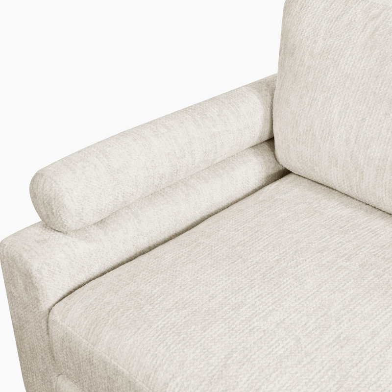  Loowit 120" Modern & Contemporary Corduroy 6-Piece Modular Sectional with Ottoman & 7 Matching Pillows, Beige Microfiber