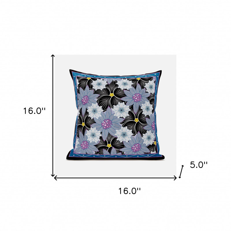Coussin 16 x 16, Gris / Noir / Rose