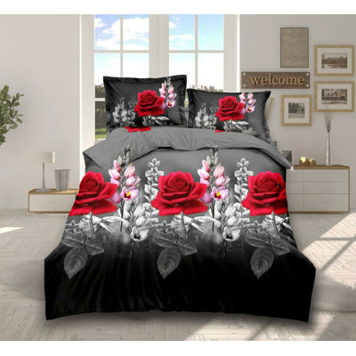 Chinn Microfiber Floral Duvet Cover Set with Pillowcases Included
