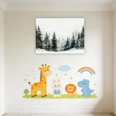 «Snowy Pine Tree Winter Landscape», art mural non encadré, L 24 po x l 36 po