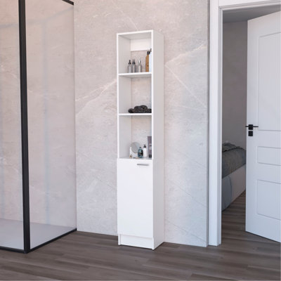 Armoire à linge avec 1 porte, 3 tablettes ouvertes