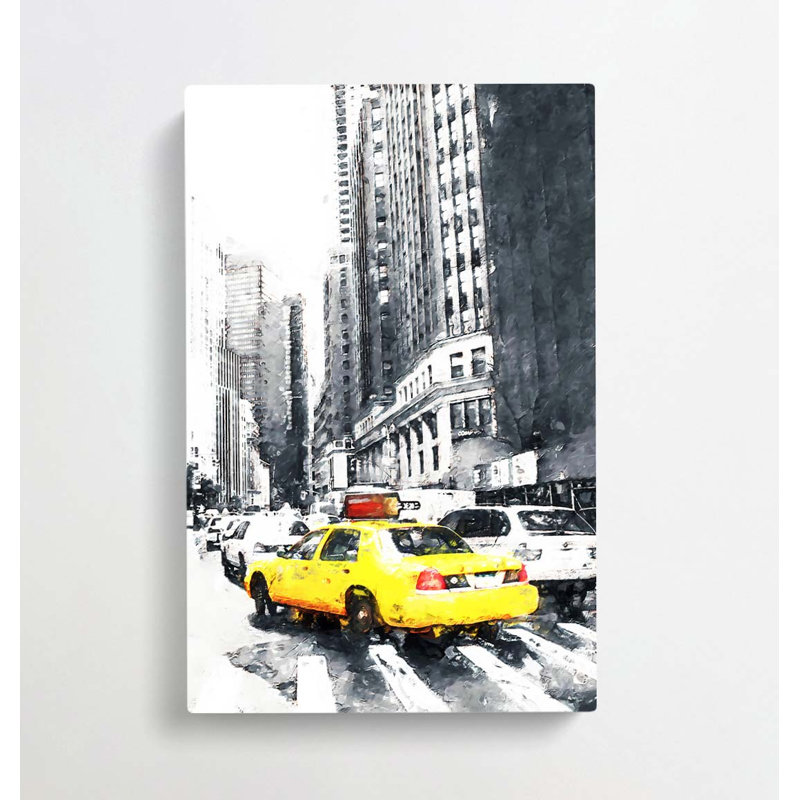 A Yellow Taxi Cab In New York - Wrapped Canvas, 50cm H x 35cm W x 3cm D