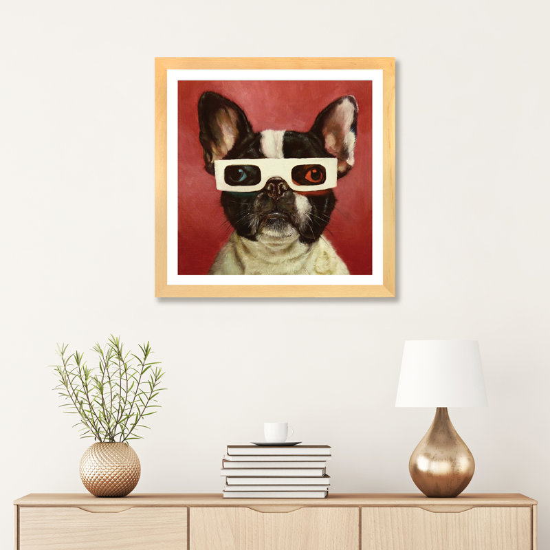Art encadré de chien 3D, H 24 po x l 24 po x p 1 po, Papier encadré naturel