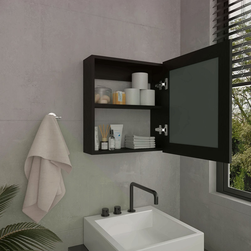 Medicine Cabinet With Mirror Door 20.5" High Cabinet Organizer With Two Interior Shelves For Bathroom, Kitchen, Mudroom