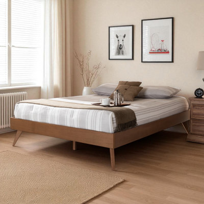 Melbourne mid-century modern King Size Platform Bed in Brown, 14.61'' H X 79.32'' W X 82.22'' L