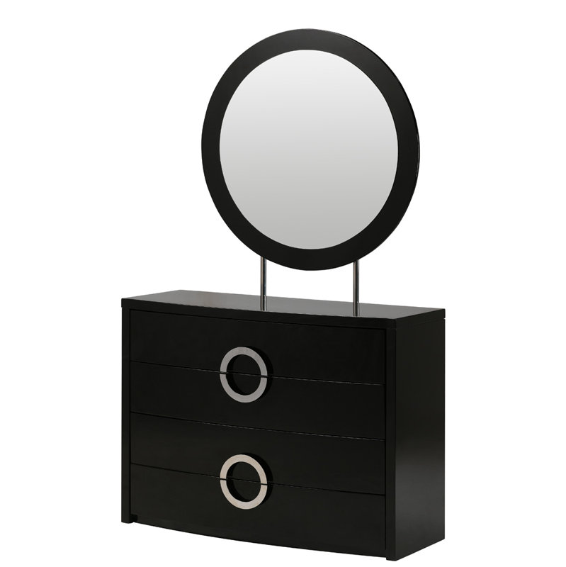 Belva Engineered Wood Wall Mirror, Black