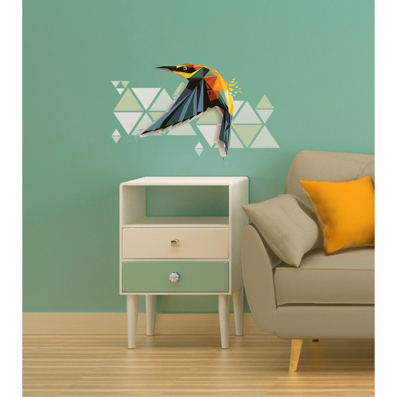 Décalcomanie murale oiseau en forme de oiseau polygonale, GD110 (22x33)