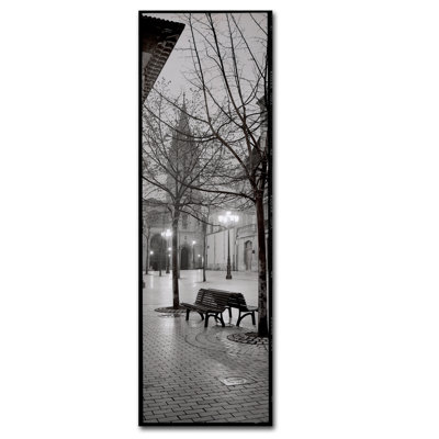 Wrapped Canvas Wall Art - Alan Blaustein 'Oviedo Cathedral y Bancs' Wall Art for Living Room, Bedroom, or Office Décor - 6x19