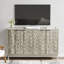 Armoire de buffet de style moderne, armoire de buffet avec rangement, armoire de rangement avec 4 portes en relief en forme de losange pour le salon, la salle à manger, le vestibule, le couloir, la cuisine, gris