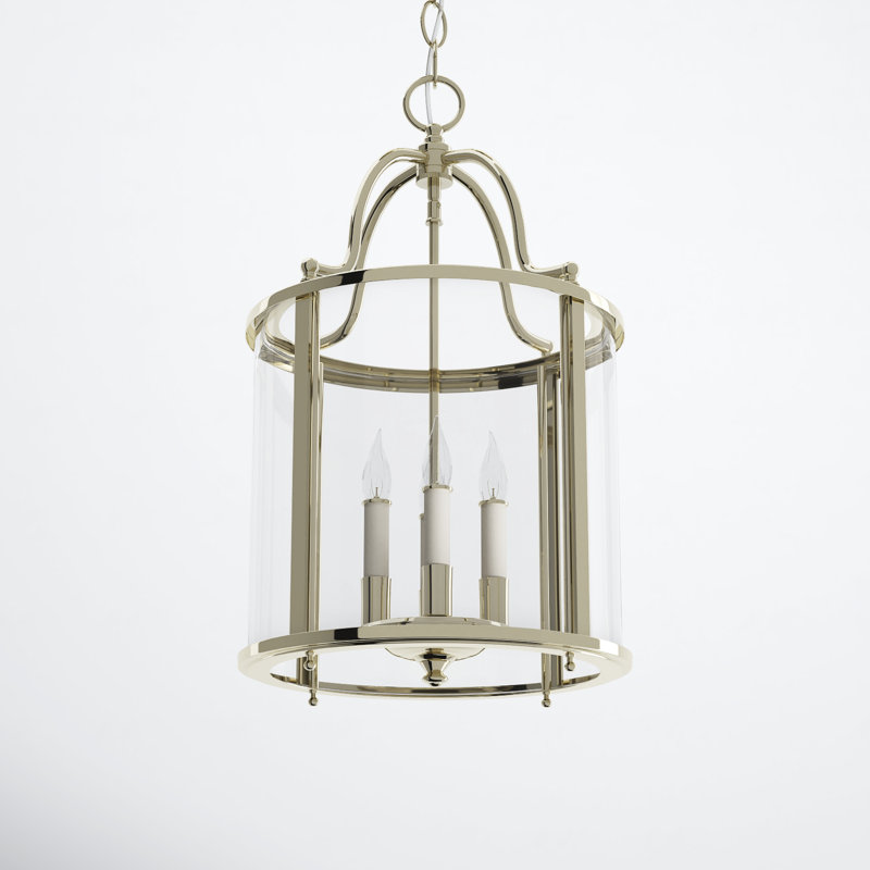 Tide 4 - Light Fabric Dimmable Lantern Chandelier, Polished Nickel