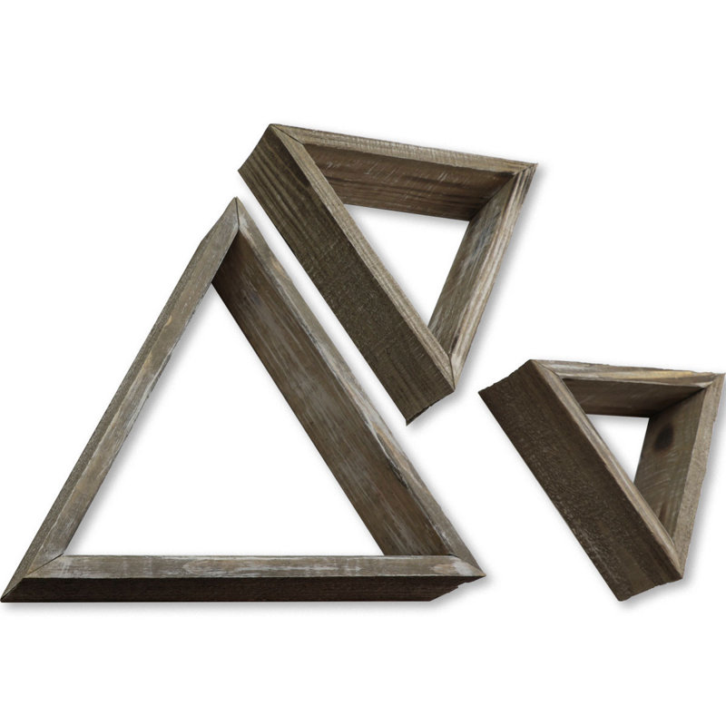 Triangle Accent Shelf with Adjustable Shelves, Pebble Gray