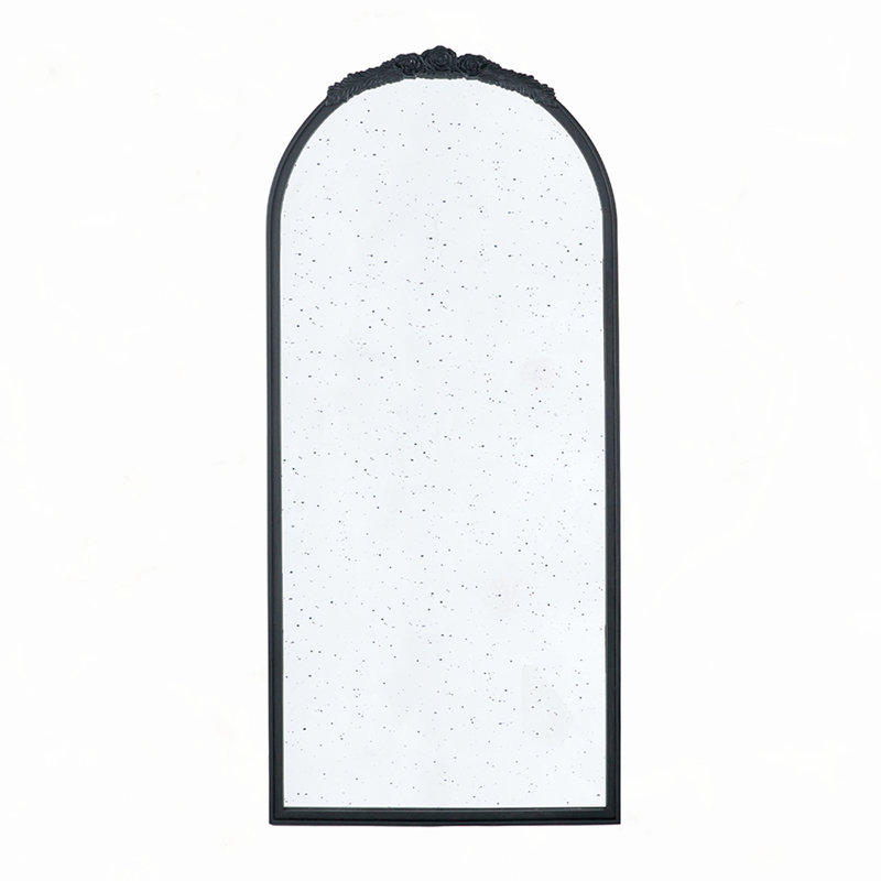 Cadre de miroir antique sculpté à la main 30 po x 65 po, Noir