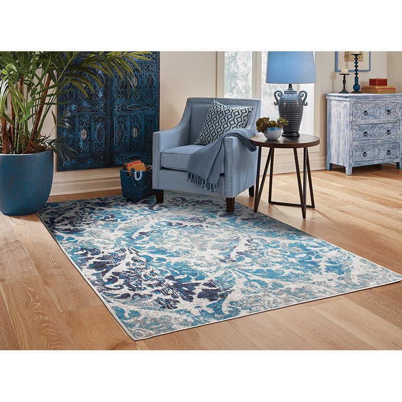 Tapis d'intérieur / extérieur bleu Belfort, Rectangle 2 pi x 3 pi