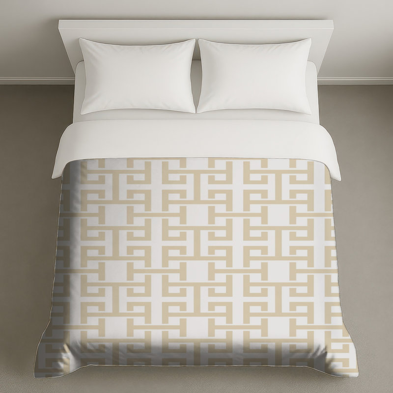 Housses de couette Beige Greek Key, Queen