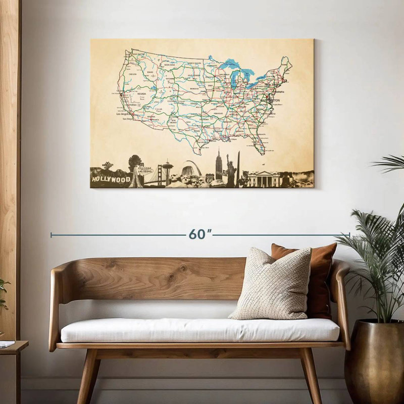 Aliaz Classic USA Map, 30" H x 45" W