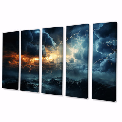 Éclairage orageux sur toile, 5 pièces