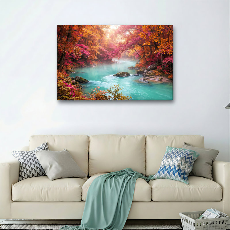 Ensemble de 1 tableau sur toile « Rivière d'automne », 24"H x 36"W, Wrapped Canvas