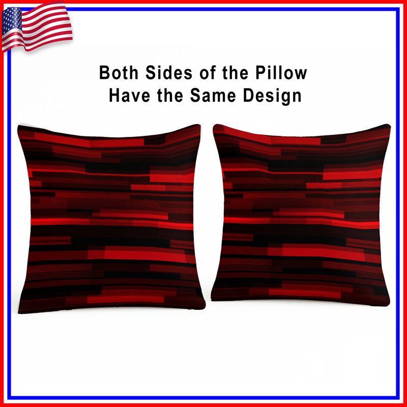 Coussin Red Stripes, 16 po x 16 po