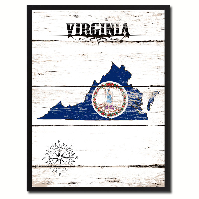 «Virginia State Vintage Flag», reproduction d'art graphique sur toile encadrée, H 9 po x l 7 po x P 1,2 po