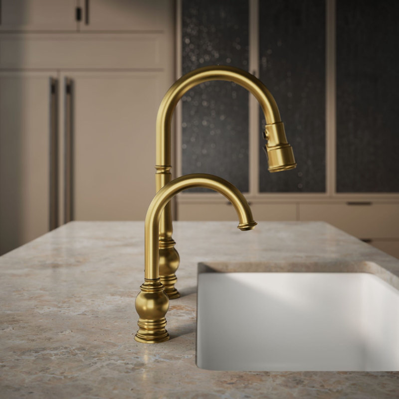 Artifacts Beverage Faucet, Vibrant Brushed Moderne Brass