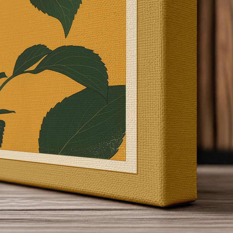 Golden Chrysanthemum Botanical - Wrapped Canvas, 36x24 - 91.4 x 61.0 cm, Ochre Border