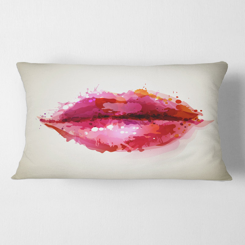 Couvre-oreiller rectangulaire avec insert «Woman Lips Formed by Blots»