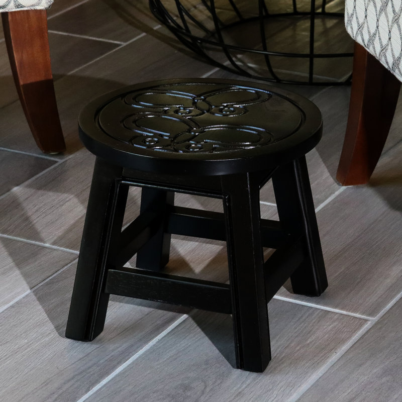 Wooden Step Stool In , Maple Leaf Theme - Functional And Attractive Decor Piece With Butterflies Adds A Playful Element To Your