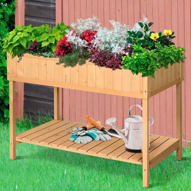 Lit à fleurs surélevé de 43,25 po x P 18 po x H 30 po avec rangement - Ajoutez un contenant de beauté et de fonctionnalité à votre jardin