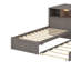 Lit plateforme en L avec éclairage à DEL et armoires, cadre de lit plateforme en bois avec lit gigogne et bureau-496894675