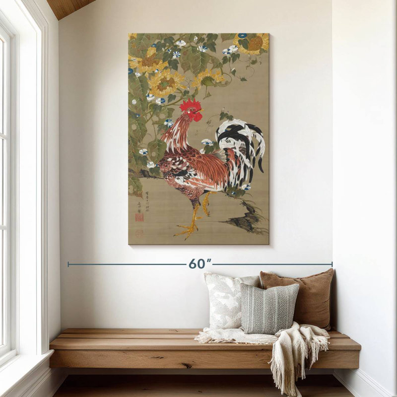 Brampt coq et tournesols, H 48 po x l 32 po