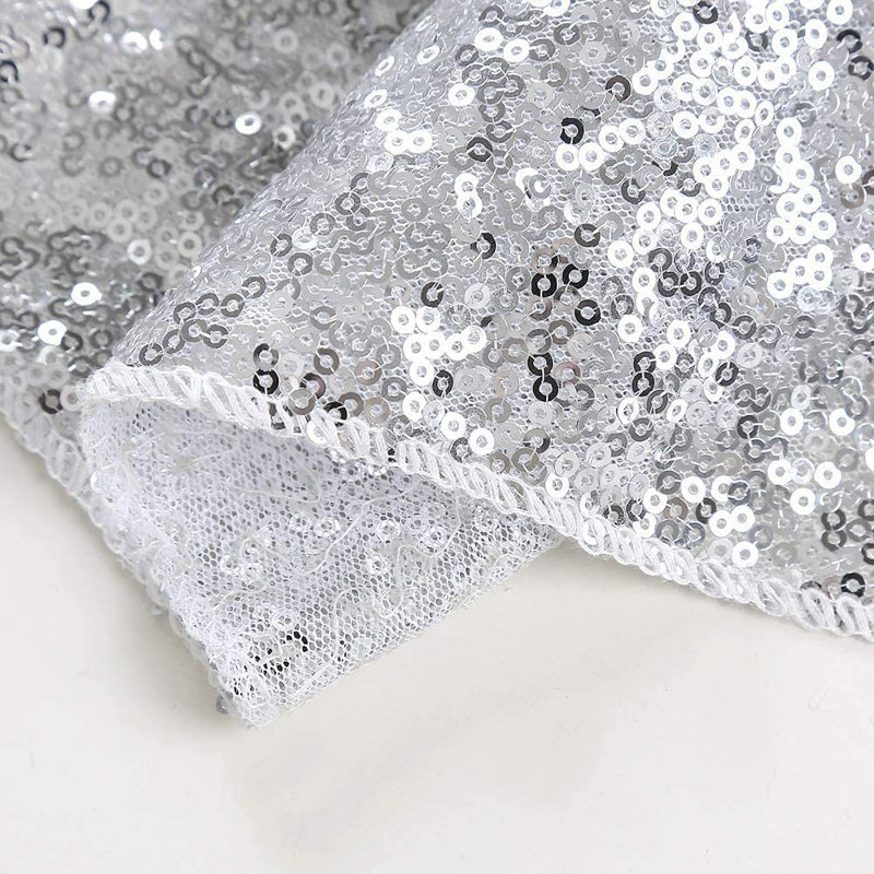 12X72 Inch Rose Gold Sequin Table Runner, 4 Pack, Silver
