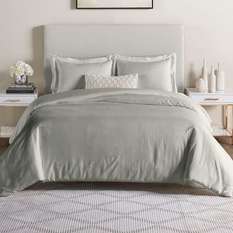 Ensemble de housse de couette en microfibre 5 pièces , Housse de couette simple, Argent