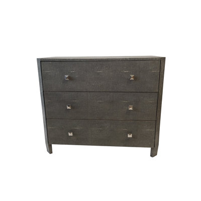 Eclectic 3 Drawer Grey Faux Crocodile Nightstand