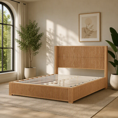 Solid Wood Platform Bed Frame with Headboard